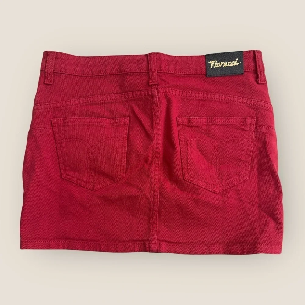 Fiorucci | Red Denim Mini Skirt | Size 26 | NWT